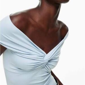 Aritzia Soft Blue Twist Detail Top